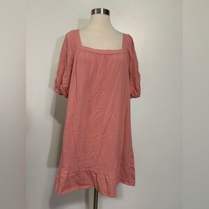 Time and Tru Rose Pink Square Neck Puff Sleeve Dress